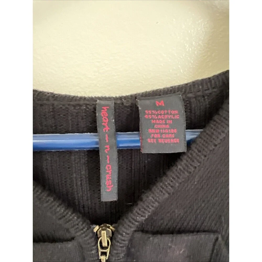 Heart-n-Crush Ribbed Knit Cropped Steampunk Women’s Sweaters Size Medium - Picture 3 of 5